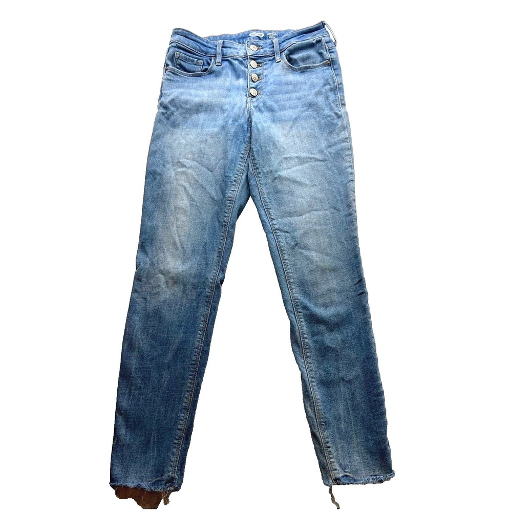 Old Navy Rockstar Super Skinny Ankle Mid-Rise Denim Blue Jeans Size 4 Button Fly